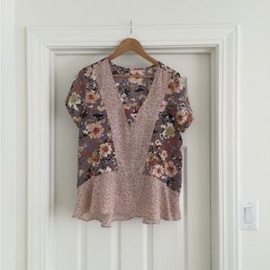 Anthropologie - Floral Mixed Patterns Blouse